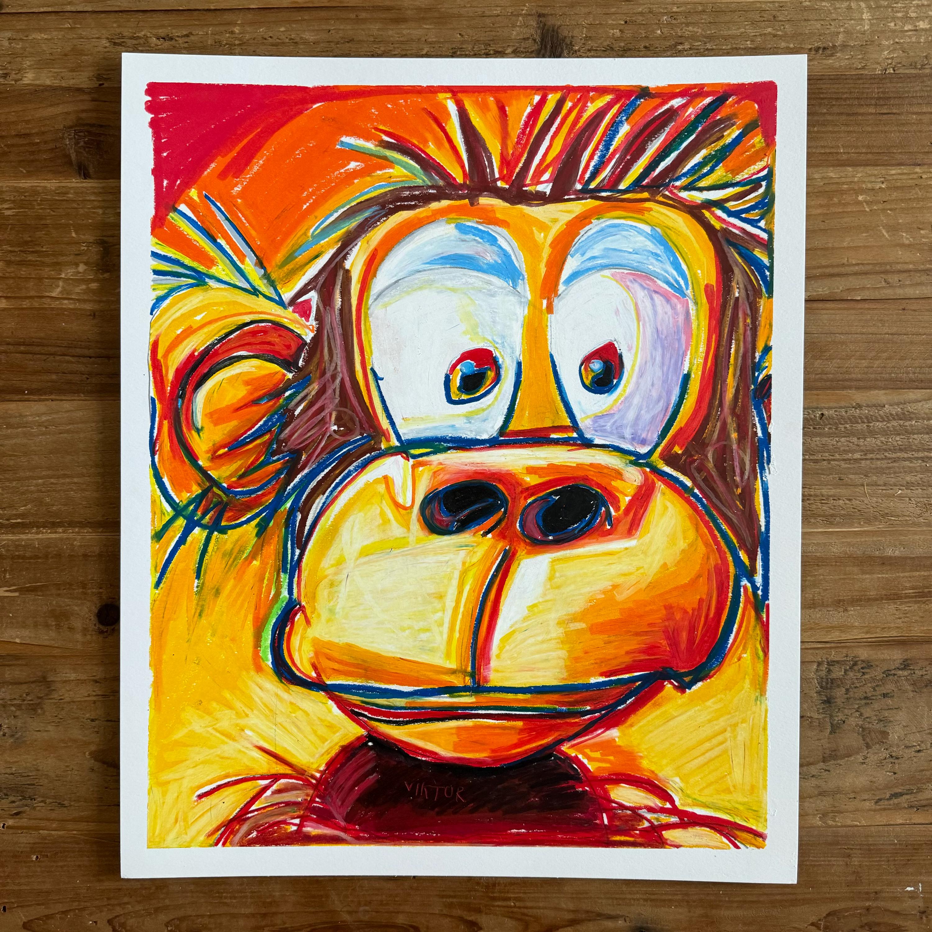 Silly Monkey - Pop Art Prints, ANIMAL Canvas Print, Colorful