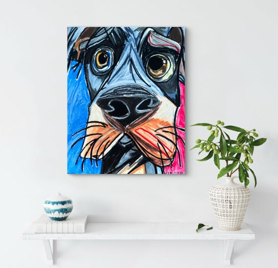 犬の肖像画 - 動物アート、ポップアート、動物プリント、カラフルな