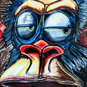 Quirky Monkey Print | Bird Wall Art | Modern Boho Artwork | Animal Poster | Monkey Illustration | Colorful Monkey Wall Art | Monkey Painting