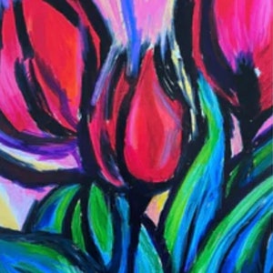 Tulips print | Canvas Art | Canvas Wall Art | Illustration | Home Decor | FLOWER Lover Gift | Large Canvas Art | Tulip flower wall print