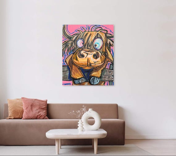 ハイランド牛、動物ポップアート、動物プリント、キャンバスプリント