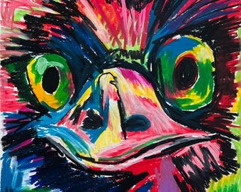 EMU - Animal Pop Art Prints, ANIMAL Canvas Print, Colorful Poster, Safari Wall Art Painting, Colorful decoration, Emu design, Ostrich art