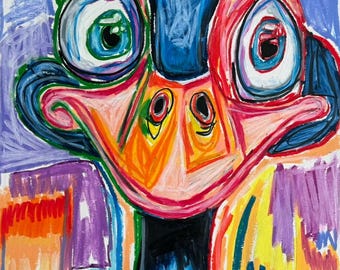 Pop Art-tryck med gås – Väggdekoration med färgglad bondgårdsdjur