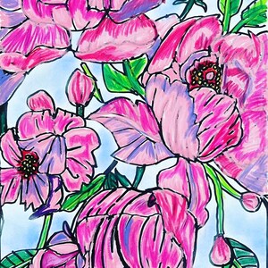 PEONY - Flower Pop Art Prints, Floral Canvas Print, Colorful Poster, Wall Art Painting, Colorful decoration, flower design, Peony pop art