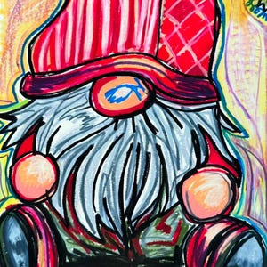 Gnome - Festive Art Prints, Canvas Print, Colorful Poster, Santa Gnome, digital print, Wall Art Painting, Colorful decoration, Christmas art