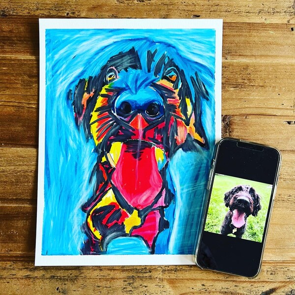 Custom original oil pastels artwork (more sizes available 200-500, deposit 50 required), pet portrait, custom drawing by Viktor,dog portrait