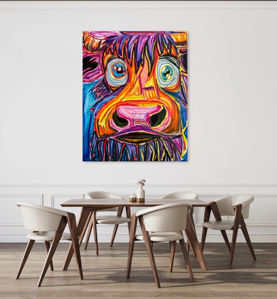 YAK - 動物ポップアートプリント、動物キャンバスプリント、カラフルな