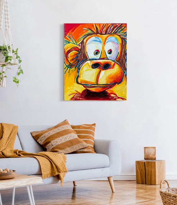 Silly Monkey - Pop Art Prints, ANIMAL Canvas Print, Colorful Silly Monkey - Pop Art Prints, ANIMAL Canvas Print, Colorful