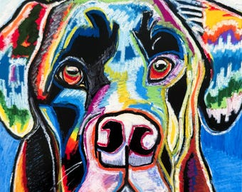 カラフルな犬 - 動物アートプリント、動物キャンバスプリント