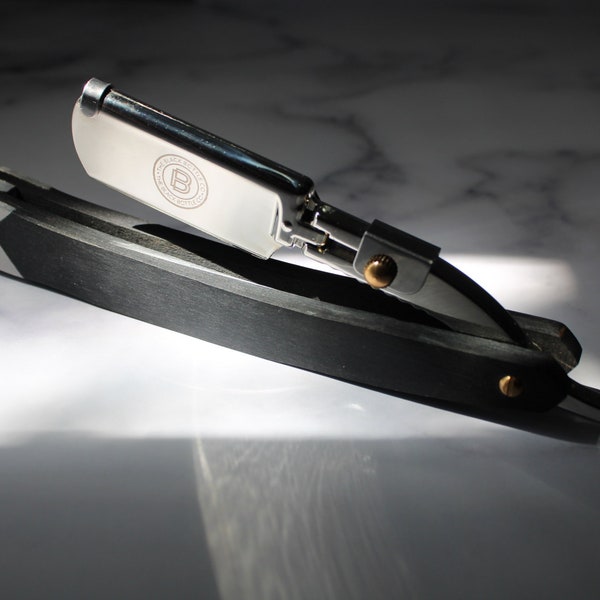 Black/Silver Straight Double Edge Razor