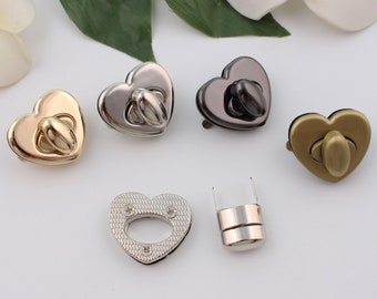 heart bag lock purse lock purse twist lock metal lock turn lock press lock purse clasp clutch lock bag purse hardware 30mm×26mm 1-2-5 pcs