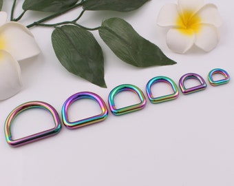 10mm-32mm inner rainbow metal d ring buckle dee ring purse d ring bag d ring accessories open d ring strap rings bag hardware 2-4-10 pcs