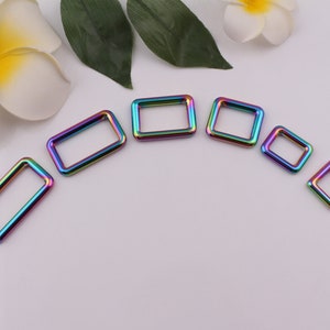 12mm-38mm rainbow flat rectangle buckle rectangular rings webbing bag clasp bag strap buckle purse ring handbag strap hardware 2-4-10pcs