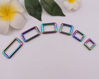 12mm-38mm rainbow flat rectangle buckle rectangular rings webbing bag clasp bag strap buckle purse ring handbag strap hardware 2-4-10pcs
