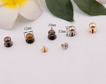 May include: Assortment of six metal dome-shaped buttons in black, gold, and silver. The buttons are 10mm and 12mm in diameter.  Two of the buttons are shown with screws.