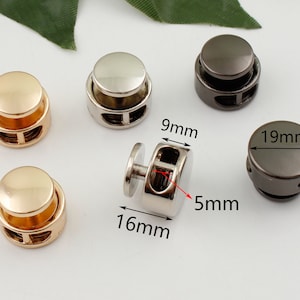 metal cord lock two holes cord lock stopper cord stopper cord-lock spring cord stop toggle stopper black cord lock 2-4-10 pcs image 2