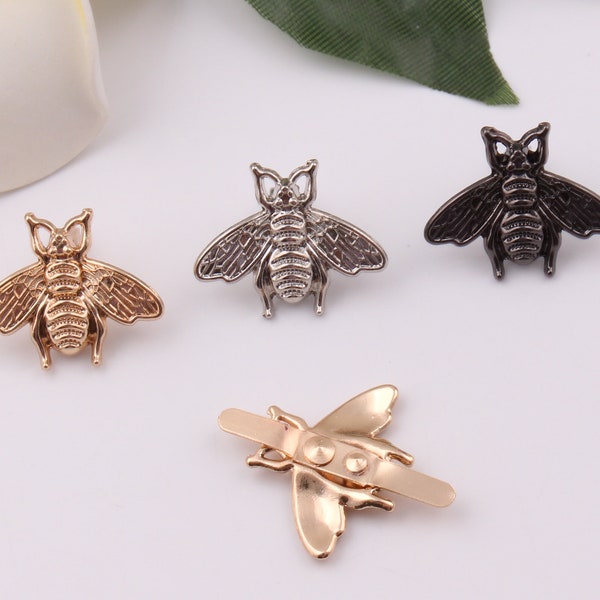 28mm×22mm metal bee bag label bee shape purse label personalized labels leather badge handbags purse feet bag hardware 1-2-5-10 pcs