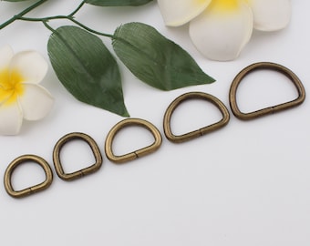 19mm- 38mm fibbia ad anello in bronzo a D non saldata borsa con anello a D borsa con anello a D accessori per anello a D aperta anelli con cinturino a D anelli hardware per borsa 2-4-10 pezzi
