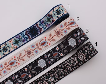 May include: Four different patterned fabric trims with a white background and various colors. The trims are numbered 1 through 4.
