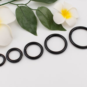16mm-38mm matte black spring o ring clasps metal o rings round ring spring gate ring purse o ring push gate snap hook 2-4-10pcs