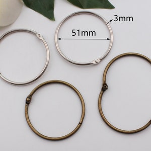 51 mm 内側ルーズリーフリング スプリットリング バインダーリング カードリング カード ジャーナル アルバムリング ブックリング 製本用 2-4-10 個