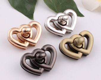 heart bag lock purse lock purse twist lock metal lock turn lock press lock purse clasp clutch lock bag purse hardware 47mm×25mm 1-2-5 pcs