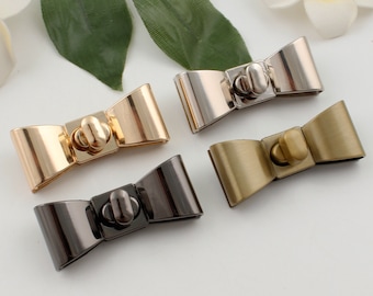 bowknot bag lock purse lock purse twist lock metal lock turn lock press lock purse clasp clutch lock bag purse hardware 55mm×23mm 1-2-5pcs