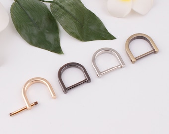 20mm Inner metal d ring horseshoe d ring screw d ring bag connector u shape ring bag hardware bag clasp screw shackle d rings 2-4-10 pcs