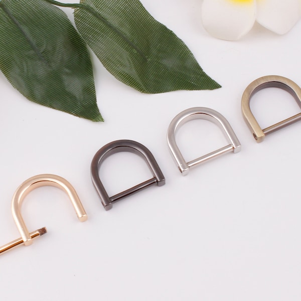 20mm Inner metal d ring horseshoe d ring screw d ring bag connector u shape ring bag hardware bag clasp screw shackle d rings 2-4-10 pcs