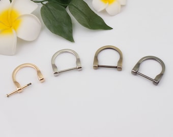 25mm Inner metal d ring horseshoe d ring screw d ring bag connector u shape ring bag hardware bag clasp screw shackle d rings 2-4-10 pcs