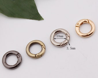 10mm inner round spring o ring clasps metal o rings round ring spring gate ring purse o ring push gate snap hook 2-4-10pcs