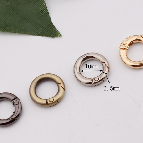 10mm inner round spring o ring clasps metal o rings round ring spring gate ring purse o ring push gate snap hook 2-4-10pcs