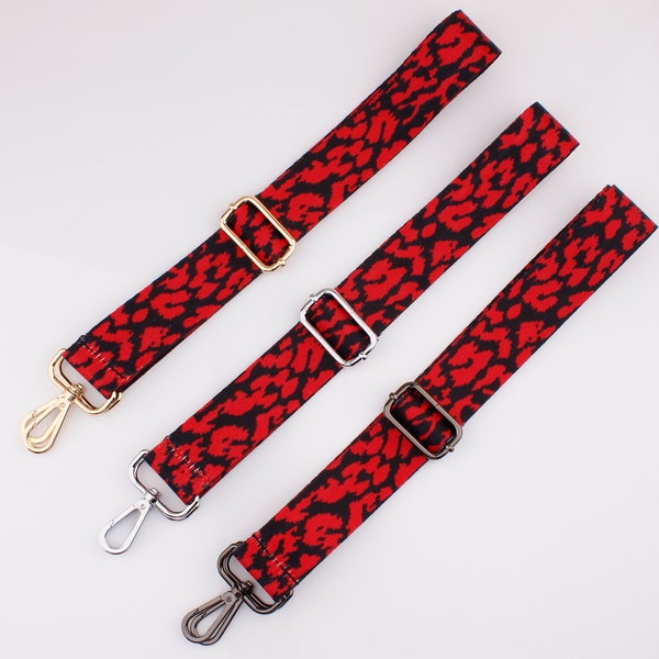 1.5 inch 38mm red leopard print adjustable bag strap cross body bag strap replacement strap woven bag strap single shoulder handbag strap