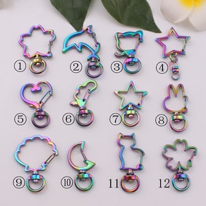 rainbow metal swivel clasp key clasp swlvel snap hook key chain swivel clasp cute cliasp push gate clasp  hardware supplies 4-10-20pcs
