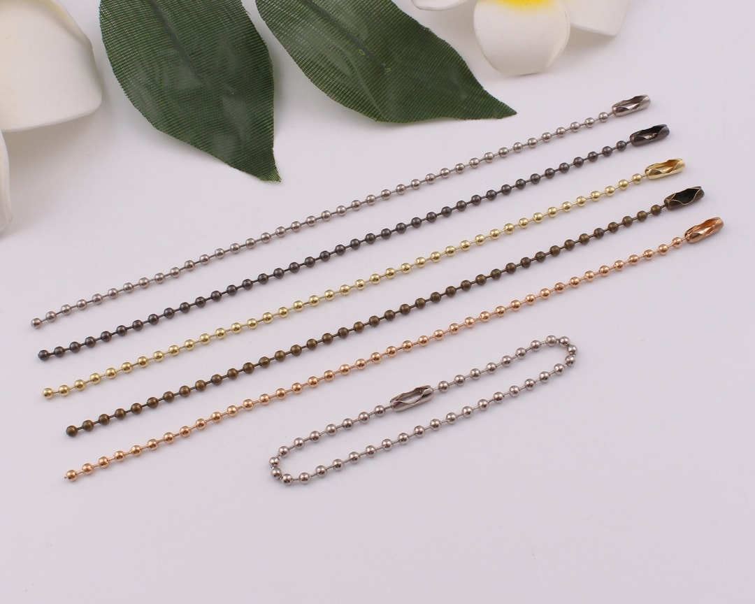 2mm Wide and 15cm Length Metal Ball Chain Bead Connector Keyring