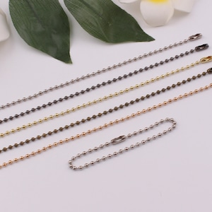2 mm bred och 15 cm lång metallkulkedja pärlkoppling nyckelring hundbrickor etikett halsband kulnyckelring hängetikett kulkedja 20-50-100 st