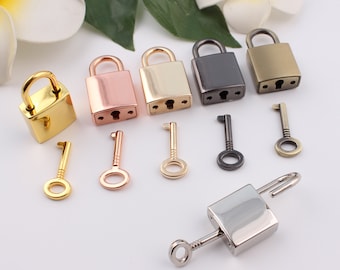 Cadenas rectangulaire avec clé Love Lock Couple Cadeaux Sac à main Serrure avec jeu de clés Cadeaux amoureux et Cadeaux de Saint-Valentin 35mm ×21mm 1-2-5 pcs