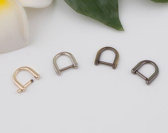 9mm Inner metal d ring horseshoe d ring screw d ring bag connector u shape ring bag hardware bag clasp screw shackle d rings 2-4-10 pcs