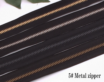 5# metal zip,zipper,metal open end separating zipper, separating zipper black 1/2/5 yards