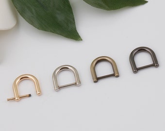 12mm Inner metal d ring horseshoe d ring screw d ring bag connector u shape ring bag hardware bag clasp screw shackle d rings 2-4-10 pcs