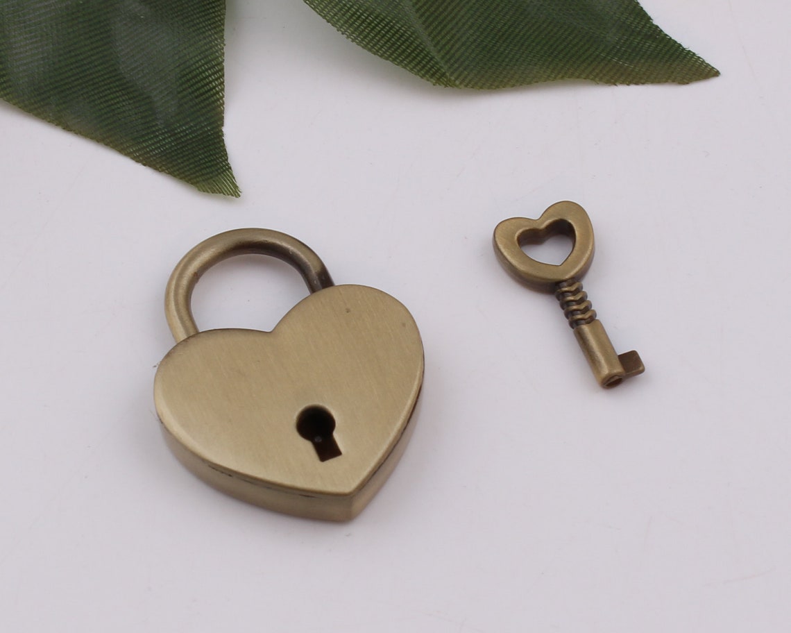 Heart-shaped Padlock With Key Love Lock Couple Gifts Purse Bag Lock ...