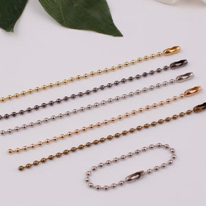 2mm wide and 10cm length metal ball chain bead connector keyring dog tags label necklace ball keychain hang tag ball chain 20-50-100 pcs