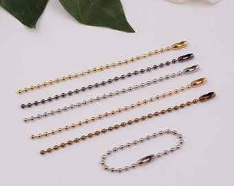 2mm wide and 10cm length metal ball chain bead connector keyring dog tags label necklace ball keychain hang tag ball chain 20-50-100 pcs