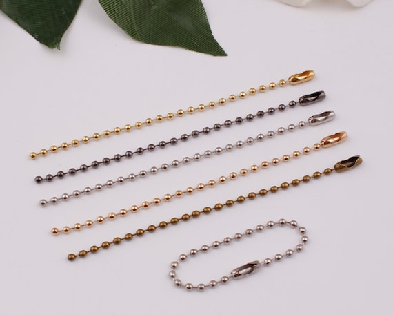2mm wide and 10cm length metal ball chain bead connector keyring dog tags label necklace ball keychain hang tag ball chain 20-50-100 pcs