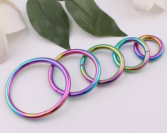 15mm-50mm innerer Regenbogen Metall o Ring Geldbörse o Ring Kreis Ringschnalle Gürtelband Gurtband o Ringbügel Verbindung Ring Tasche o Ring 2-4-10 Stück