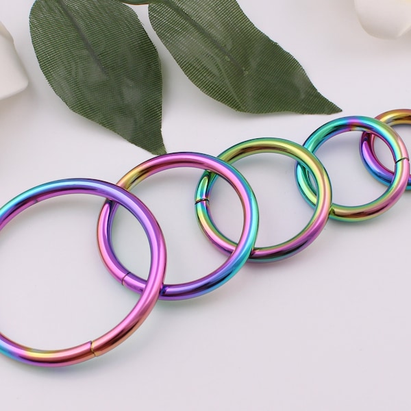 15mm-50mm inner rainbow metal o ring purse o ring circle ring buckle belt strap webbing o ring strap connection ring bag o ring 2-4-10 pcs