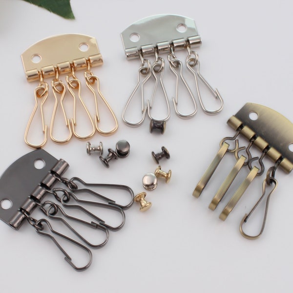 34mm（4 hook）key holder，Key wallet holder，keychain，Pocket key holder, Key pouch,keychain hardware，key case hardware 1-2-5 pcs