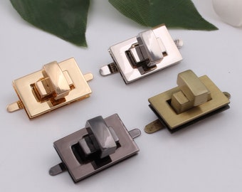 Light Gold 1 Set Rectangular Purses Twist Lock 32mm x 20mm Clutches Closures