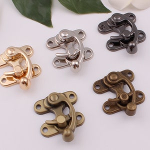 Lucchetto per bagagli in metallo e legno, lucchetto per gancio, chiusura per scatola portagioie, chiusure per scatole regalo, chiusura a gancio per abbellimento, set di ferramenta per la creazione di scatole 1-2-5