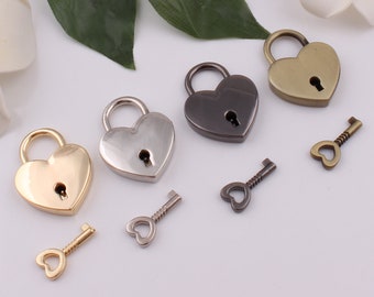 heart-shaped padlock with key love lock couple gifts purse bag lock with key set lover gifts and valentines day gifts 38mm×30mm 1-2-5 pcs